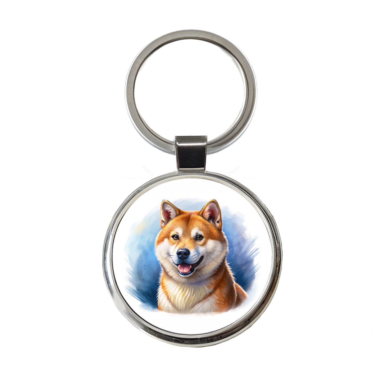 Shiba Inu Dog Illustration Round Metal Keychain