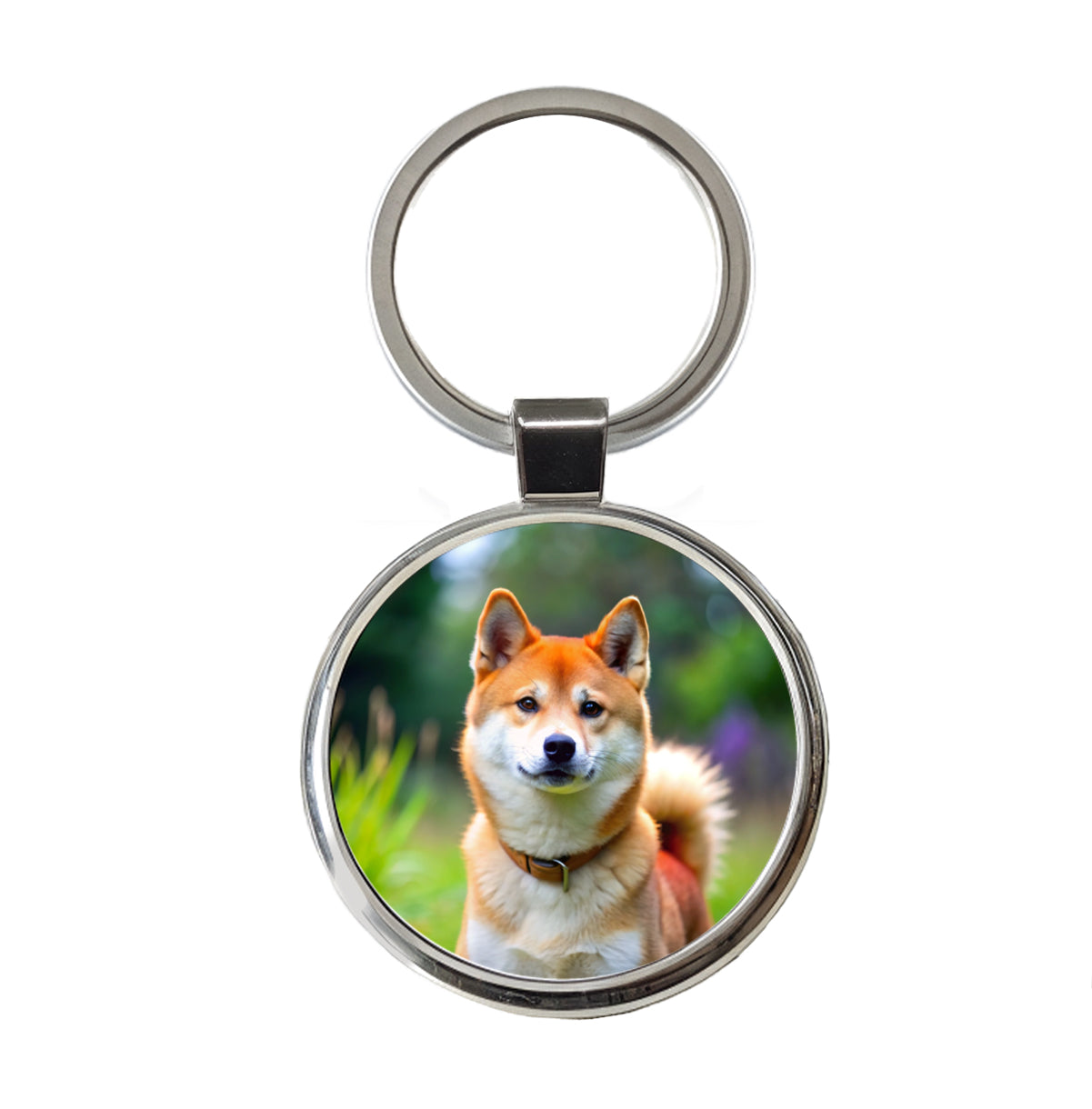 Shiba Inu Dog Photo Round Metal Keychain
