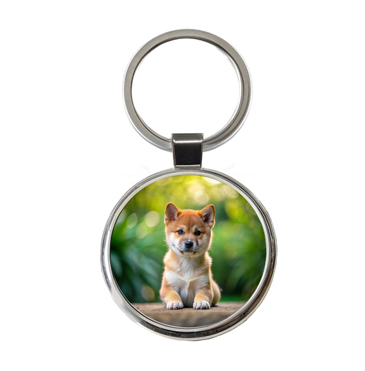 Shiba Inu Dog Puppy Photo Round Metal Keychain