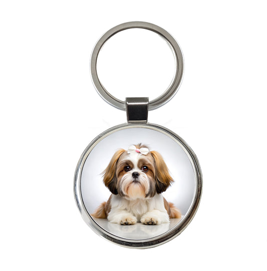 Shih Tzu Dog Photo Round Metal Keychain
