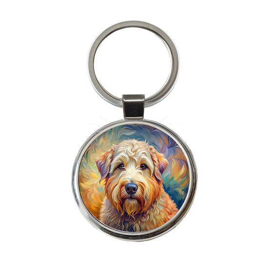 Soft Coated Wheaten Terrier Dog Expressionism Art Round Metal Keychain