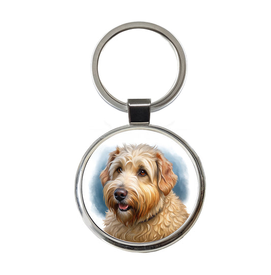 Soft Coated Wheaten Terrier Dog Illustration Round Metal Keychain