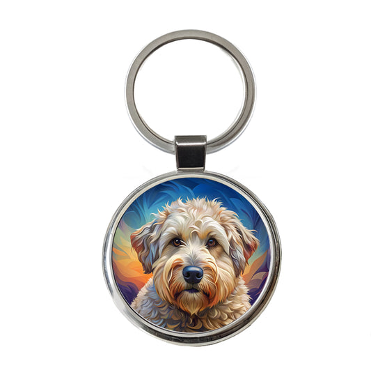 Soft Coated Wheaten Terrier Dog Pop Art Round Metal Keychain