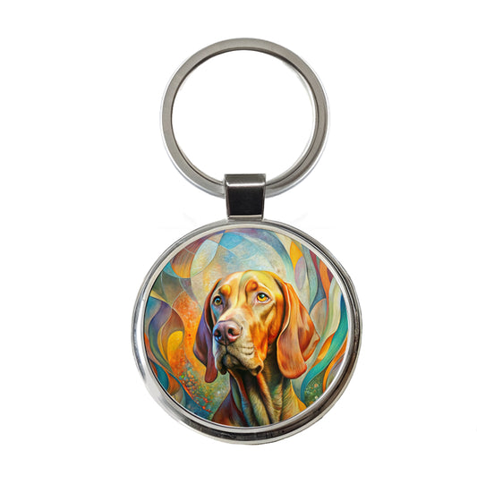 Vizsla Dog Abstract Art Round Metal Keychain