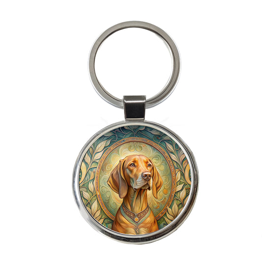 Vizsla Dog Art Nouveau Round Metal Keychain