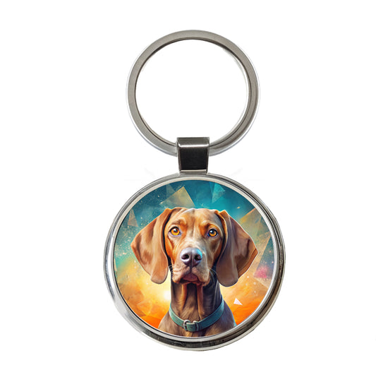 Vizsla Dog Contemporary Art Round Metal Keychain