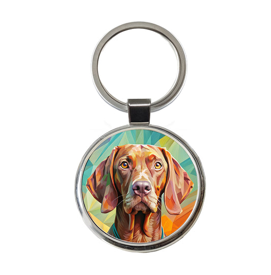 Vizsla Dog Pop Art Round Metal Keychain