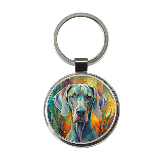 Weimaraner Dog Abstract Art Round Metal Keychain