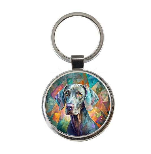 Weimaraner Dog Contemporary Art Round Metal Keychain