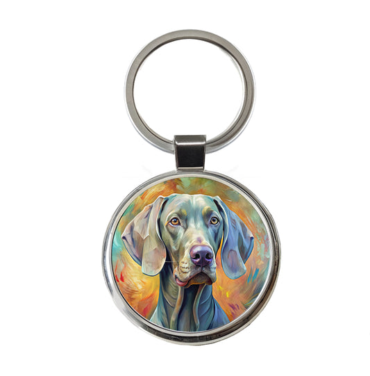 Weimaraner Dog Expressionism Art Round Metal Keychain