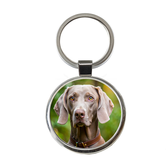 Weimaraner Dog Photo Round Metal Keychain