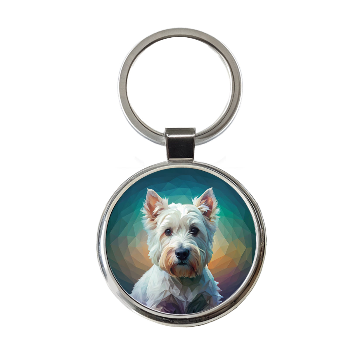 West Highland White Terrier Westie Abstract Stylized Art Round Metal Keychain