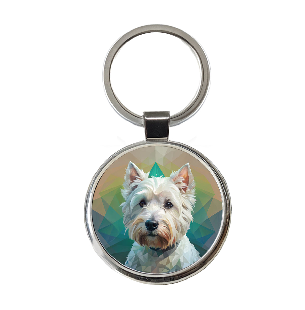 West Highland White Terrier Westie Dog Contemporary Art Round Metal Keychain