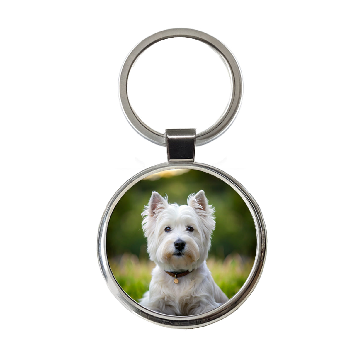West Highland White Terrier Westie Dog Photo Round Metal Keychain