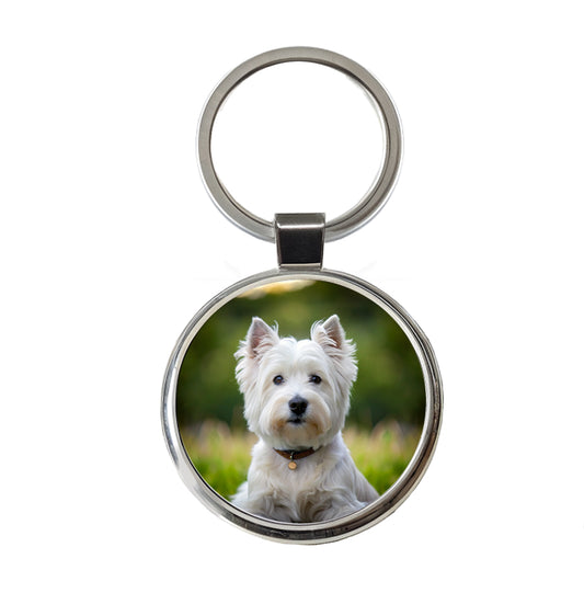 West Highland White Terrier Westie Dog Photo Round Metal Keychain