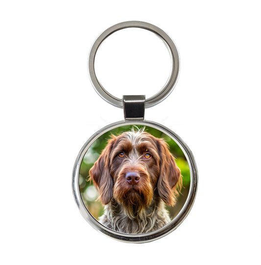 Wirehaired Pointing Griffon Dog Photo Round Metal Keychain