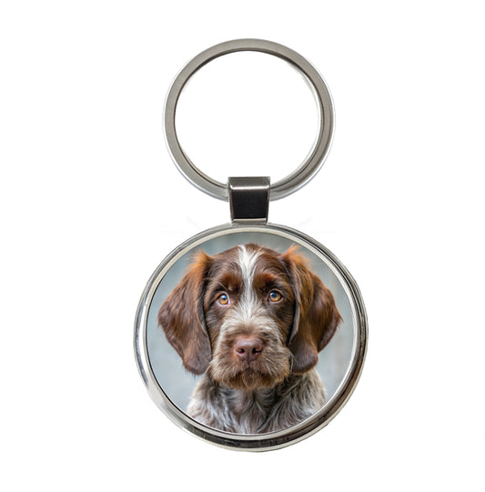 Wirehaired Pointing Griffon Dog Puppy Photo Round Metal Keychain