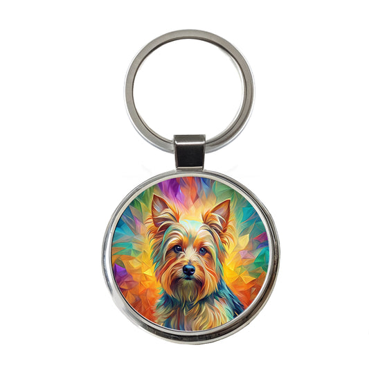 Yorkshire Terrier Yorkie Dog Abstract Art Round Metal Keychain