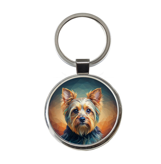 Yorkshire Terrier Yorkie Dog Contemporary Art Round Metal Keychain