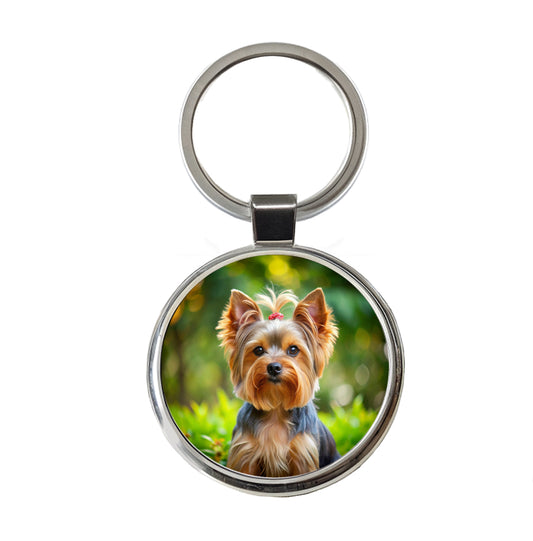 Yorkshire Terrier Yorkie Dog Photo Round Metal Keychain
