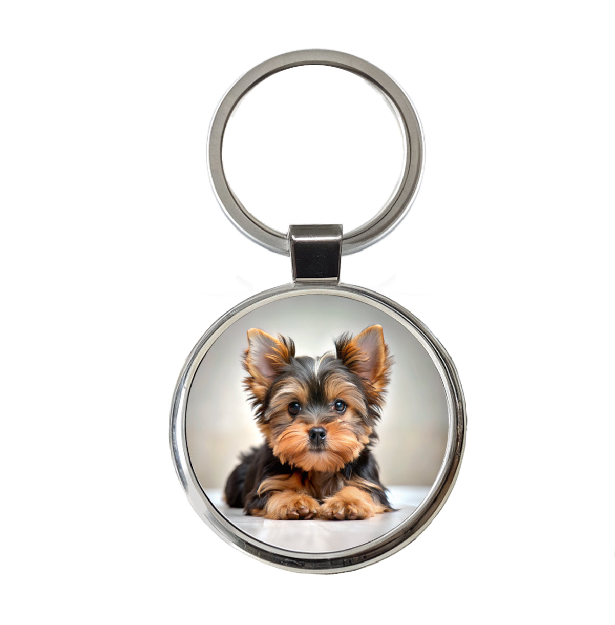 Yorkshire Terrier Yorkie Dog Puppy Photo Round Metal Keychain