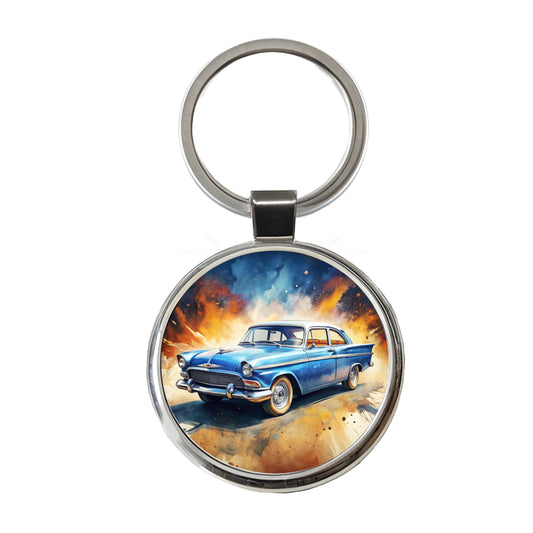 Classic Retro Car Art Round Metal Keychain