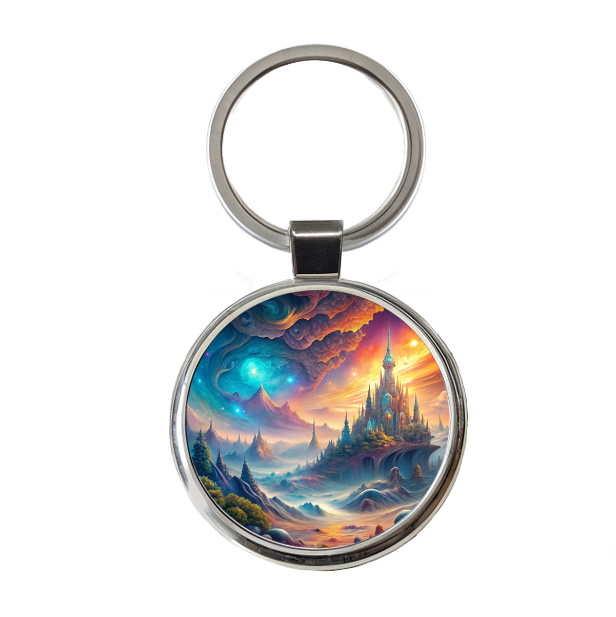 Fantasy World Abstract Art Round Metal Keychain