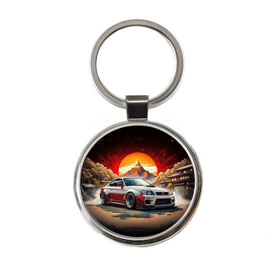 Japanese JDM Tuner Car Art Round Metal Keychain