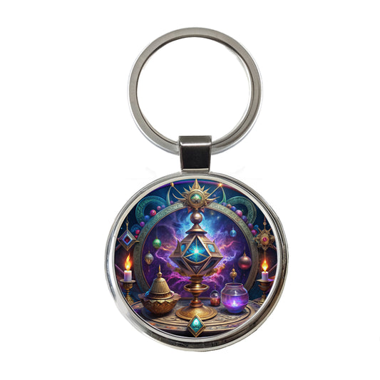 Magical Arcane Sorcerer Arts Round Metal Keychain