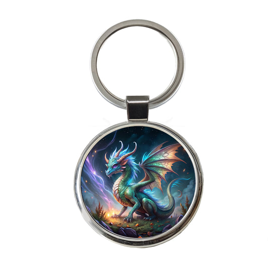 Magical Dragon Round Metal Keychain