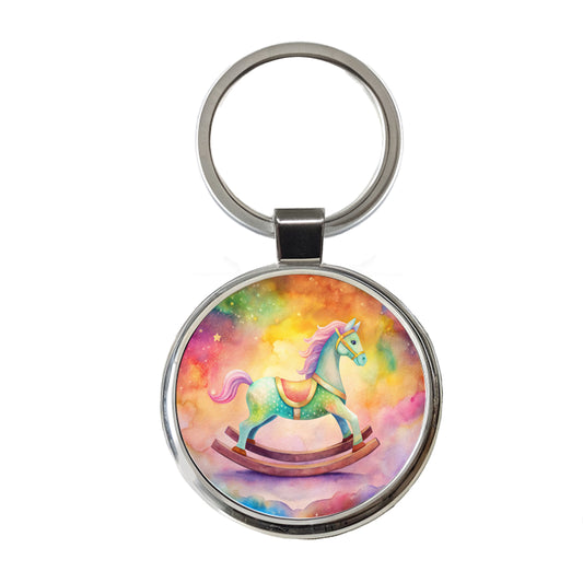 Rocking Horse For A Girl Round Metal Keychain