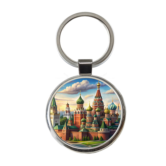 Russian Kremlin Moscow Russia Round Metal Keychain