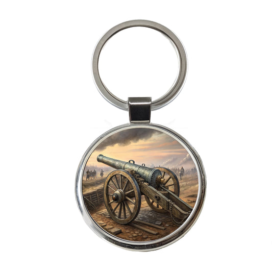 US Civil War Military Cannon Round Metal Keychain