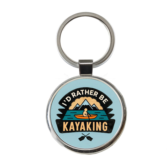 I'd Rather Be Kayaking Round Metal Keychain