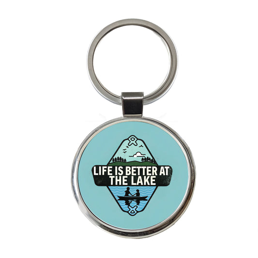 Life Is Better At The Lake Round Metal Keychain