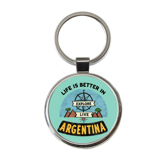 Life Is Better In Argentina Round Metal Keychain