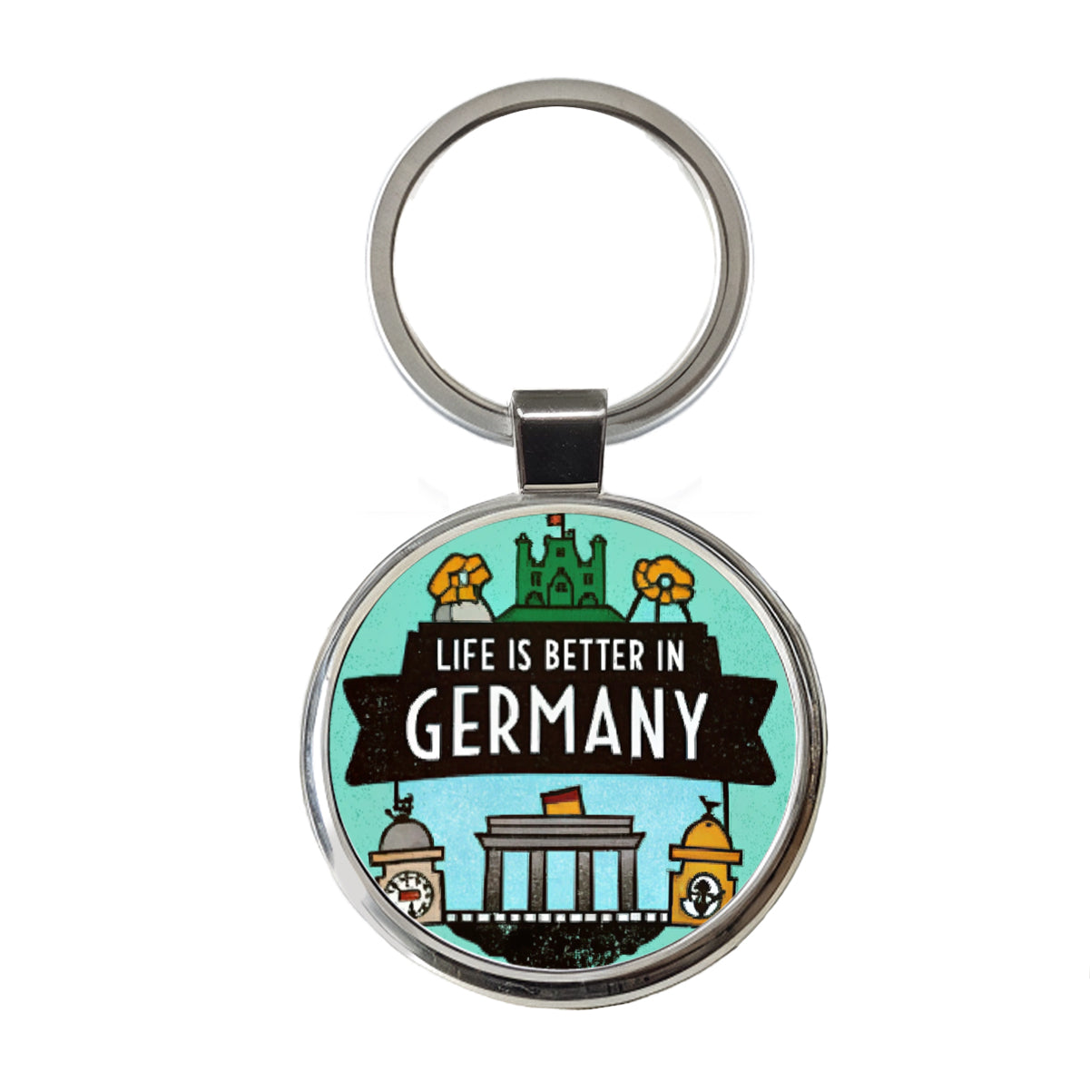 Life Is Better In Germany Round Metal Keychain