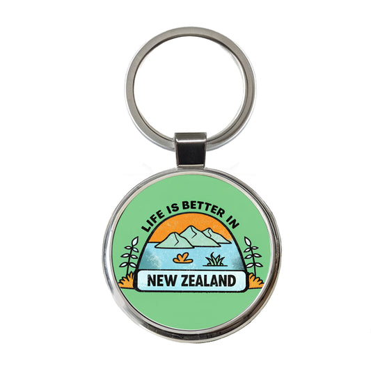 Life Is Better In New Zealand Round Metal Keychain