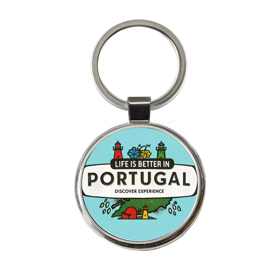 Life Is Better In Portugal Round Metal Keychain