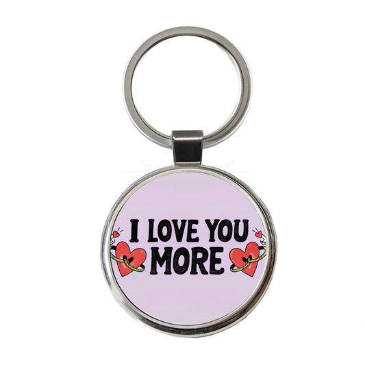 I Love You More Purple Round Metal Keychain