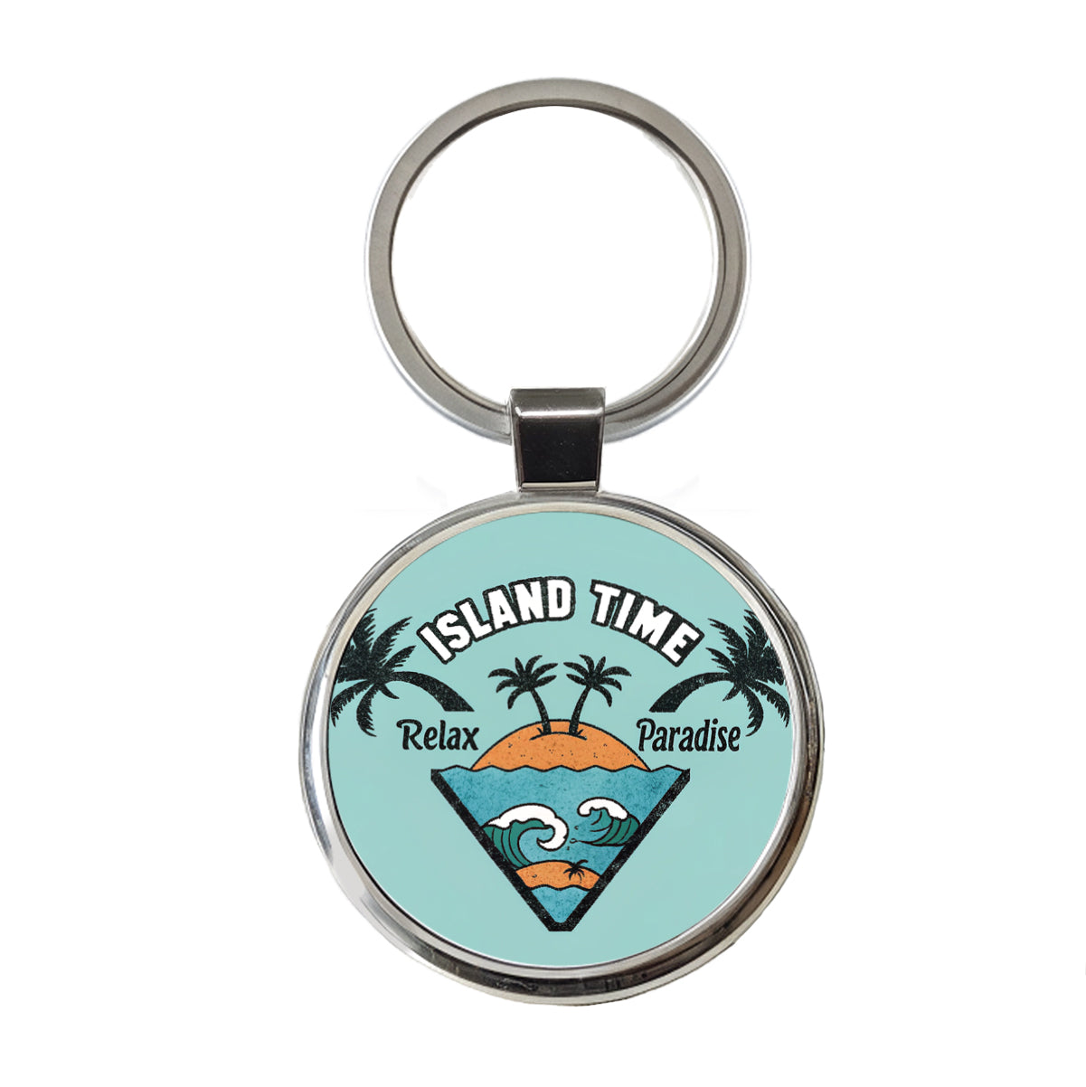 I'm On Island Time Travel Paradise Round Metal Keychain
