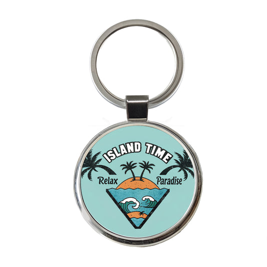 I'm On Island Time Travel Paradise Round Metal Keychain