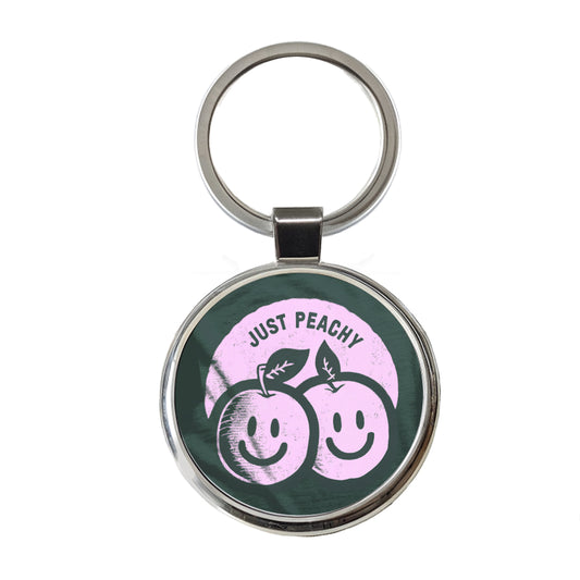 Just Peachy Funny Round Metal Keychain