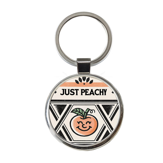 Just Peachy Round Metal Keychain