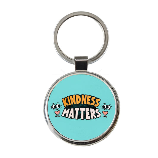 Kindness Matters Cute Round Metal Keychain