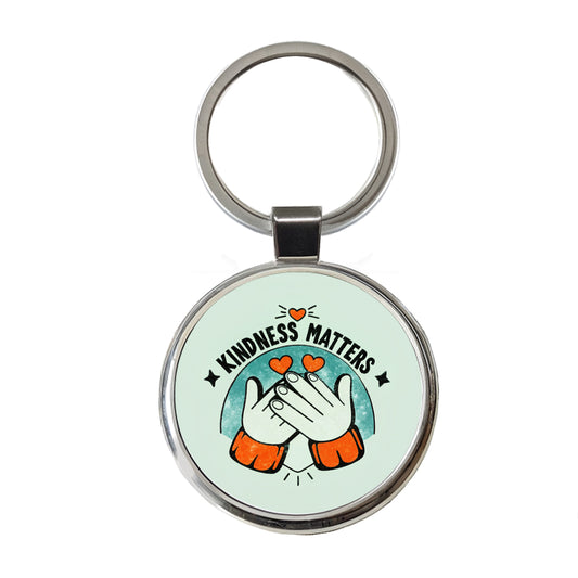 Kindness Matters Love Round Metal Keychain