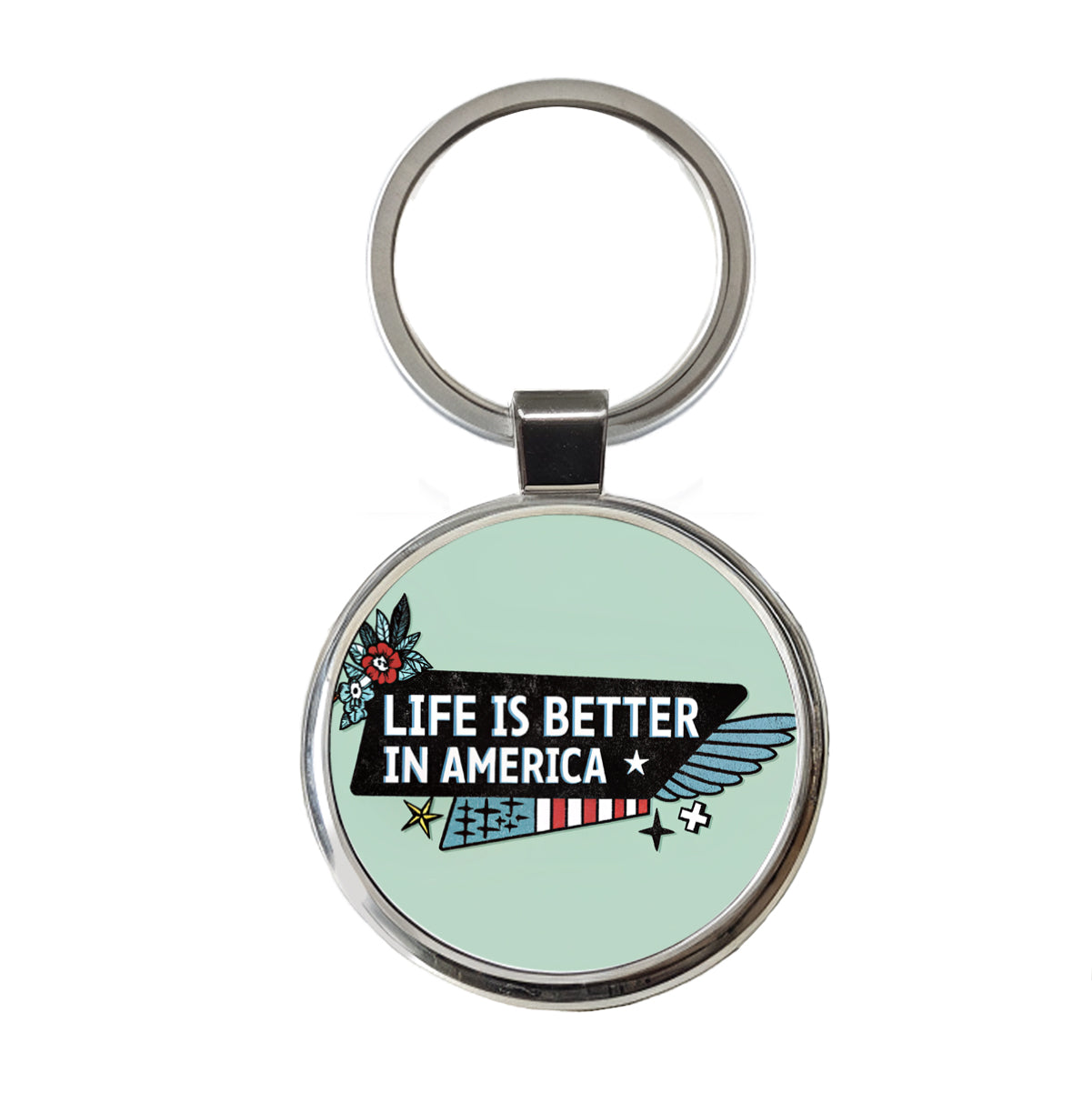 Life Is Better In America USA United States Round Metal Keychain