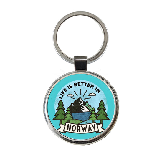 Life Is Better In Norway Round Metal Keychain