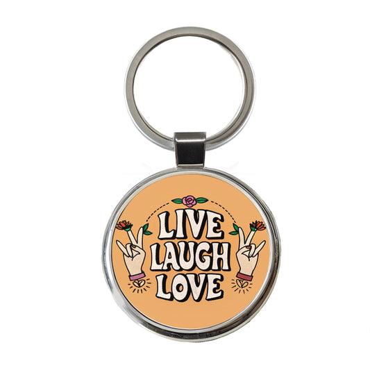 Live Laugh Love Round Metal Keychain