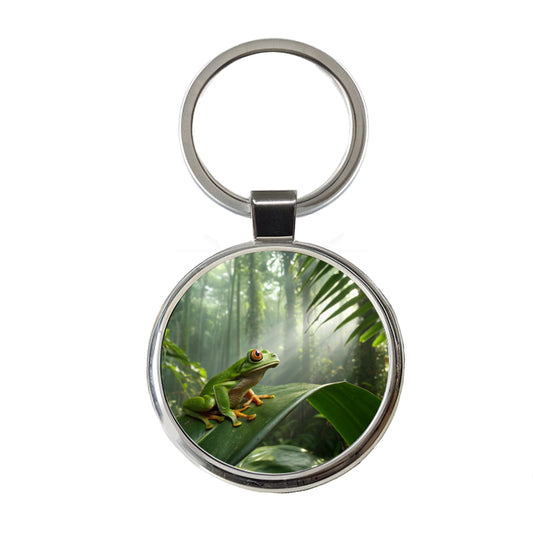 Puerto Rico Frog Cute Round Metal Keychain